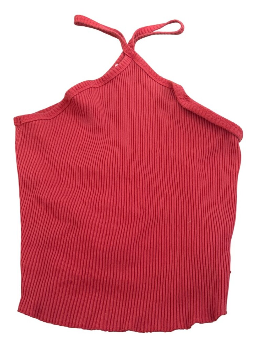 T.La Anthropologie Halter Top 2XL Womens Red Ribbed 100% Cotton Made In USA Basi